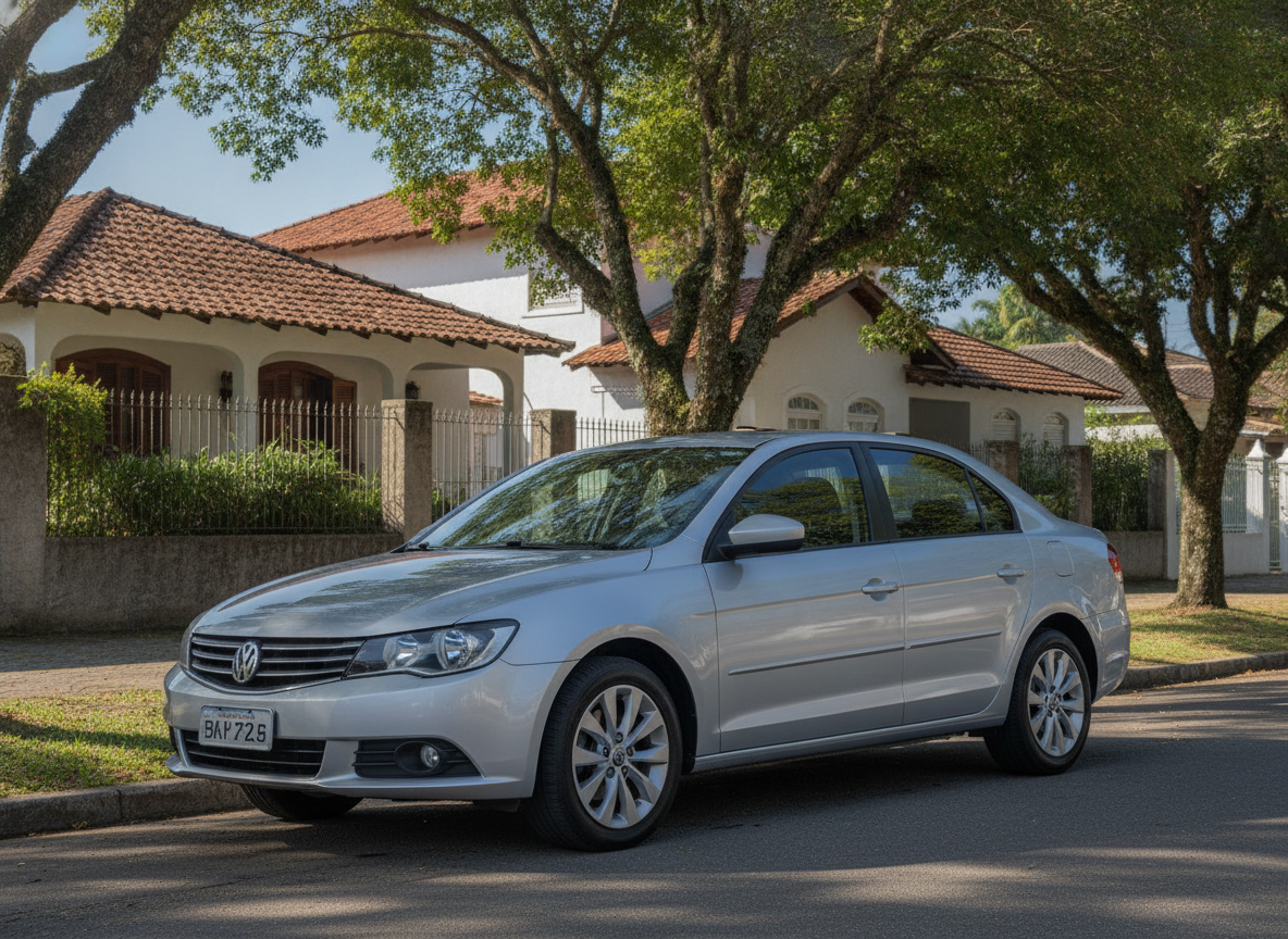 Carro estacionado em rua residencial do Bairro Engenho, Itaguaí, com proteção veicular.