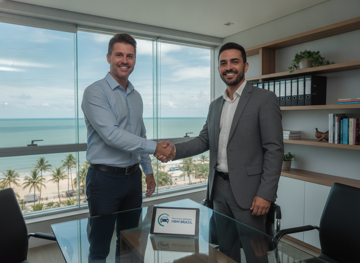 Consultor da HBM Brasil explicando proteção veicular