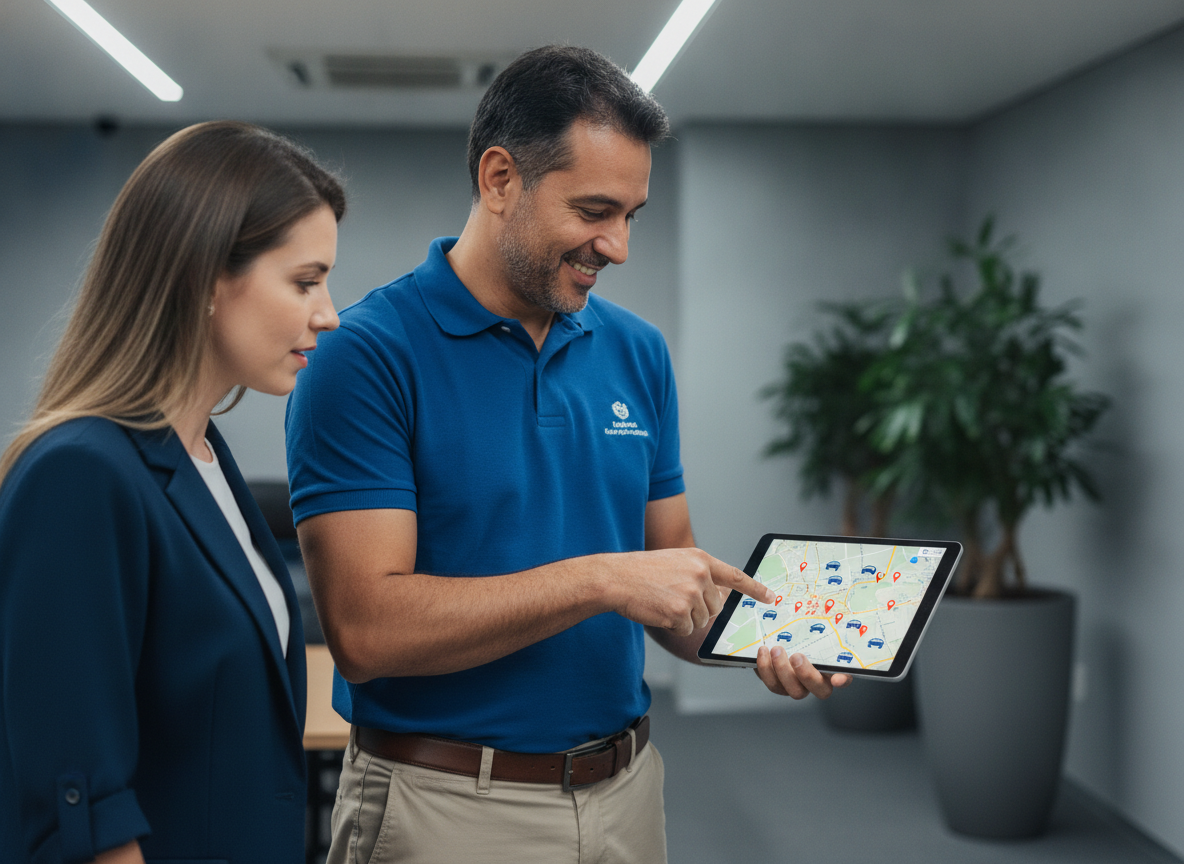 Consultor explica mapa de assistência 24h na Tijuca para cliente