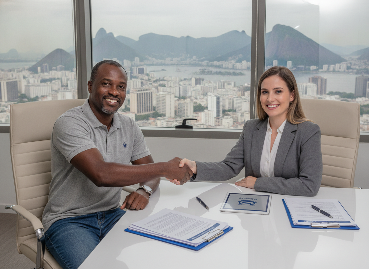 Consultor explicando contrato de proteção veicular em Santa Cruz