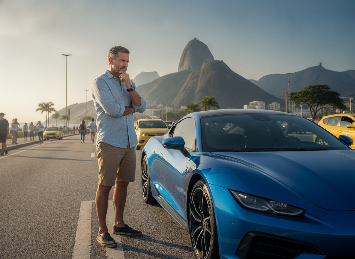 Motorista no Rio de Janeiro preocupado com proteção veicular