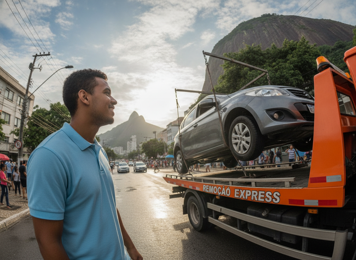 Motorista aliviado com guincho da proteção veicular no RJ