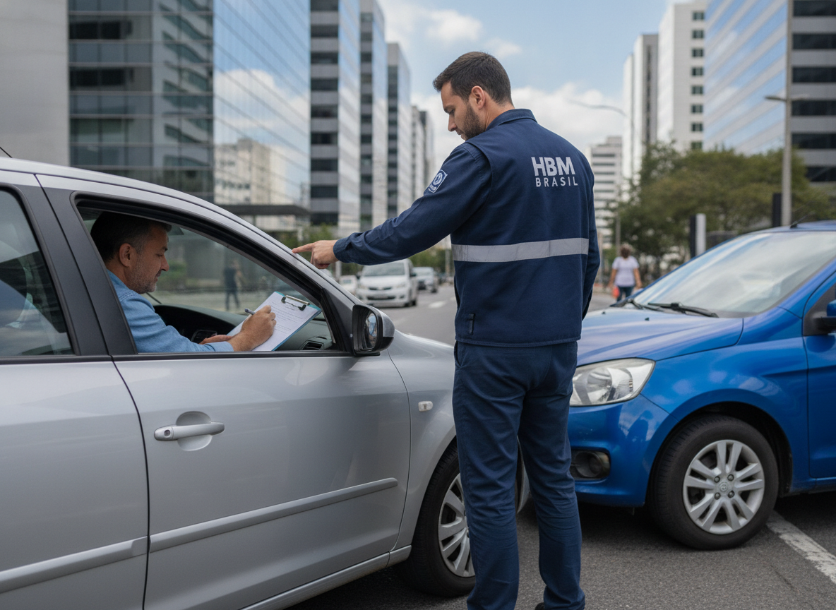 Assistência HBM Brasil após colisão leve no trânsito de Itaguaí, com foco em atendimento rápido.