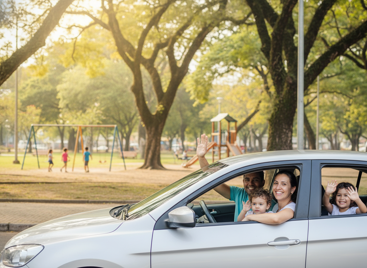 Família feliz e segura com proteção veicular em Sulacap RJ